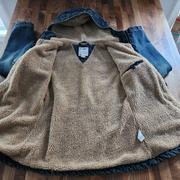 Vintage Old Navy Denim Sherpa Full Zipper Buttons Jacket Coat Size Women's XS - Picture 6 of 10